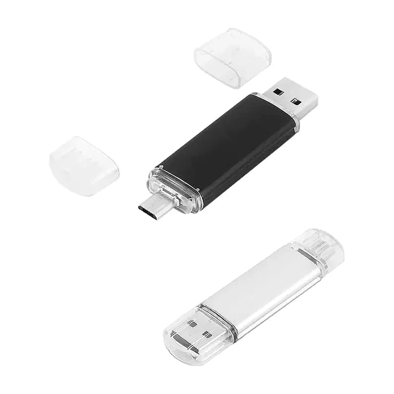 16 GB Metal USB Bellek, Çift Kapaklı OTG, promosyon kataloğunda logolu model