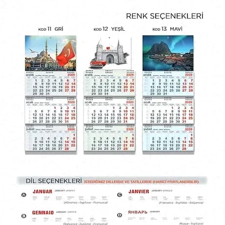 Masa takvimi, aylık yaprak sayfalar ve renkli baskı düzeni; promosyon ürünü