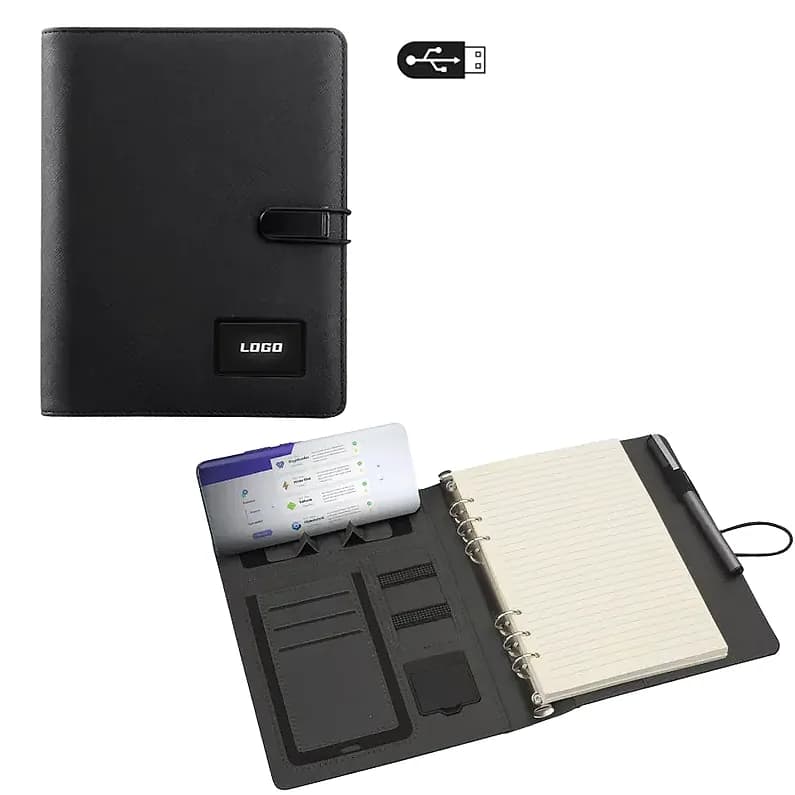 Kablosuz Şarjlı Deri Organizer 5000 mAh — logolu promosyon ürünü