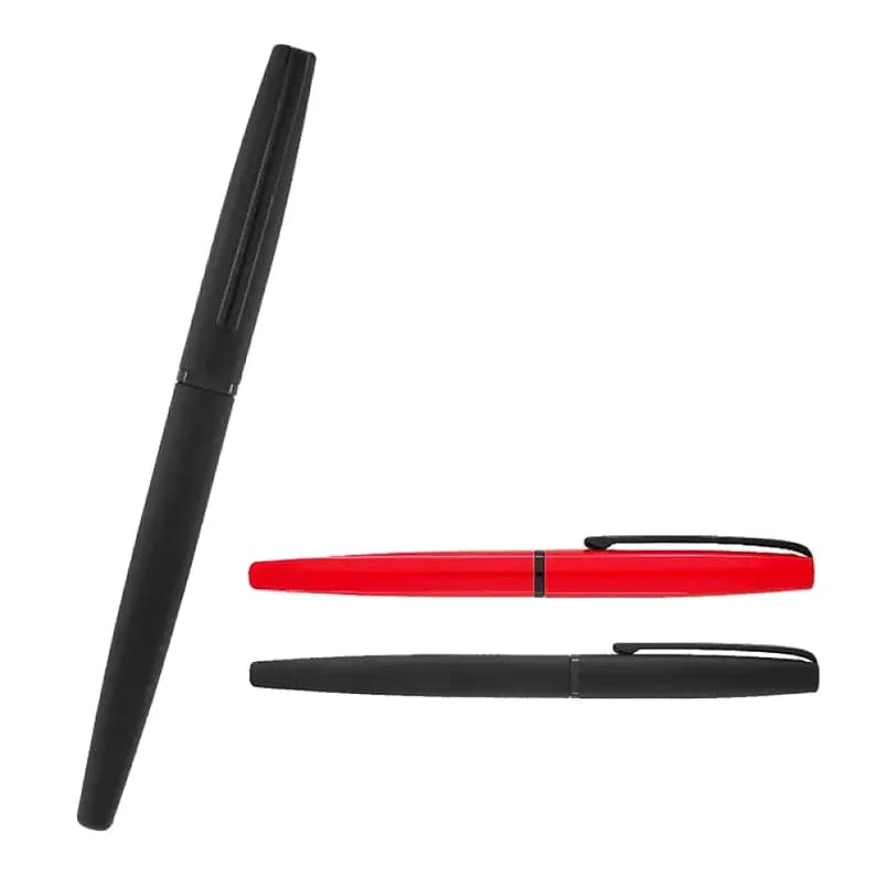 Mat Siyah Metal Roller Kalem — Siyah Klips — toptan promosyon siparişlerine uygun