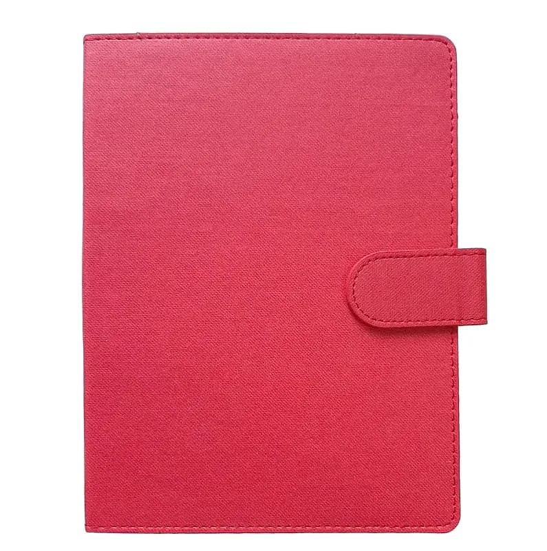 promosyon kırmızı suni deri organizer kılıfı, dikdörtgen, dikişli kenar, sağda kapak bandı, yazısız