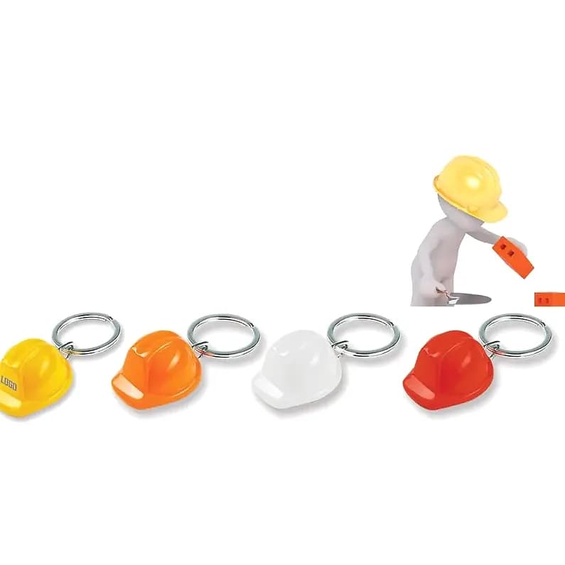 Baret Formlu Plastik Anahtarlık — logo baskılı promosyon seçeneği