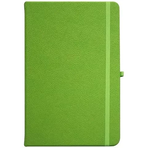 promosyon açık yeşil grenli deri defter kapağı, dikey lastik ve kalem halkası