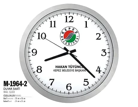 Beyaz Kadranlı Duvar Saati, Kurumsal Logolu; promosyon siparişlerinde kurumsal baskı için hazır