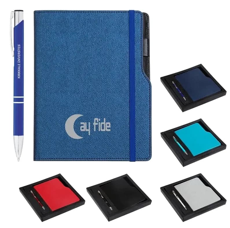 Kenar Boyalı Defter Seti | Kalemli Kutu — logolu promosyon ürünü