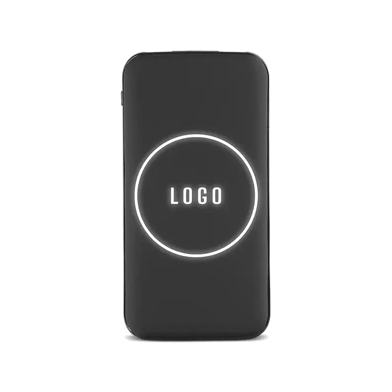 Gece Işıklı Kablosuz Powerbank 10000 mAh; promosyon siparişlerinde kurumsal baskı için hazır