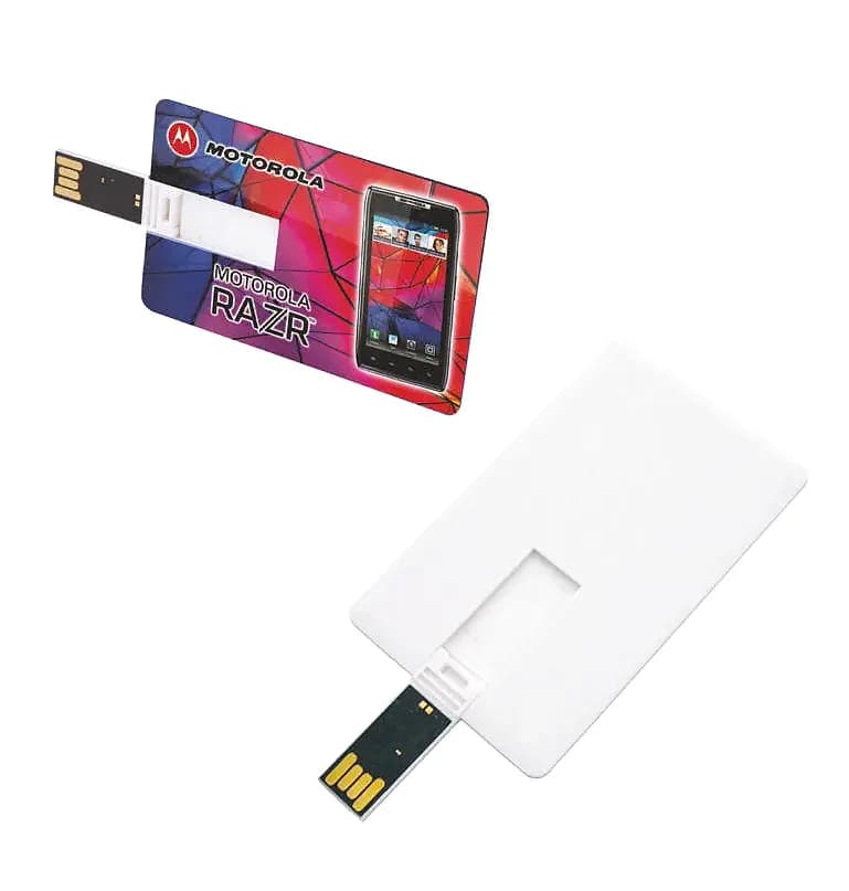 promosyon kart biçimli USB bellekler, pembe desenli baskılı kart ve beyaz boş kart