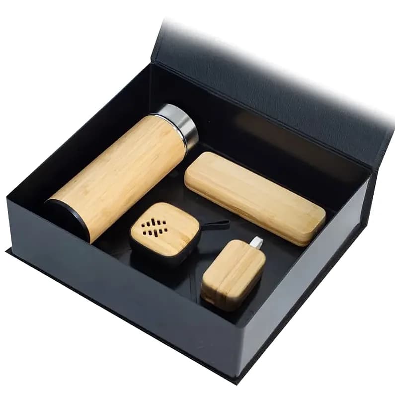 Bambu Kaplamalı 25x15 cm Hediye Seti — logo baskılı promosyon seçeneği