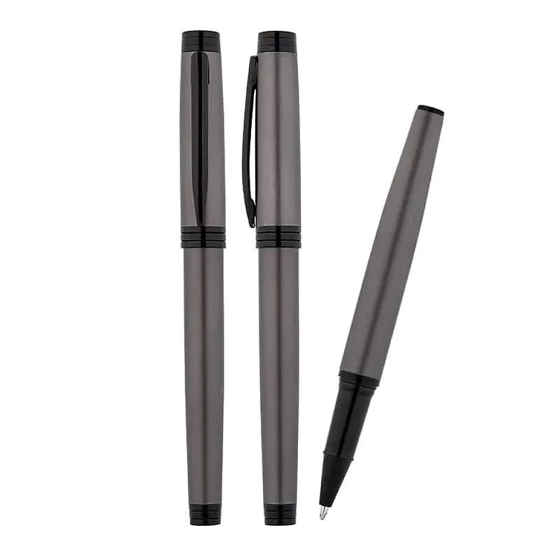 Füme Gövdeli Metal Roller Kalem, Açık Uçlu; promosyon siparişlerinde kurumsal baskı için hazır