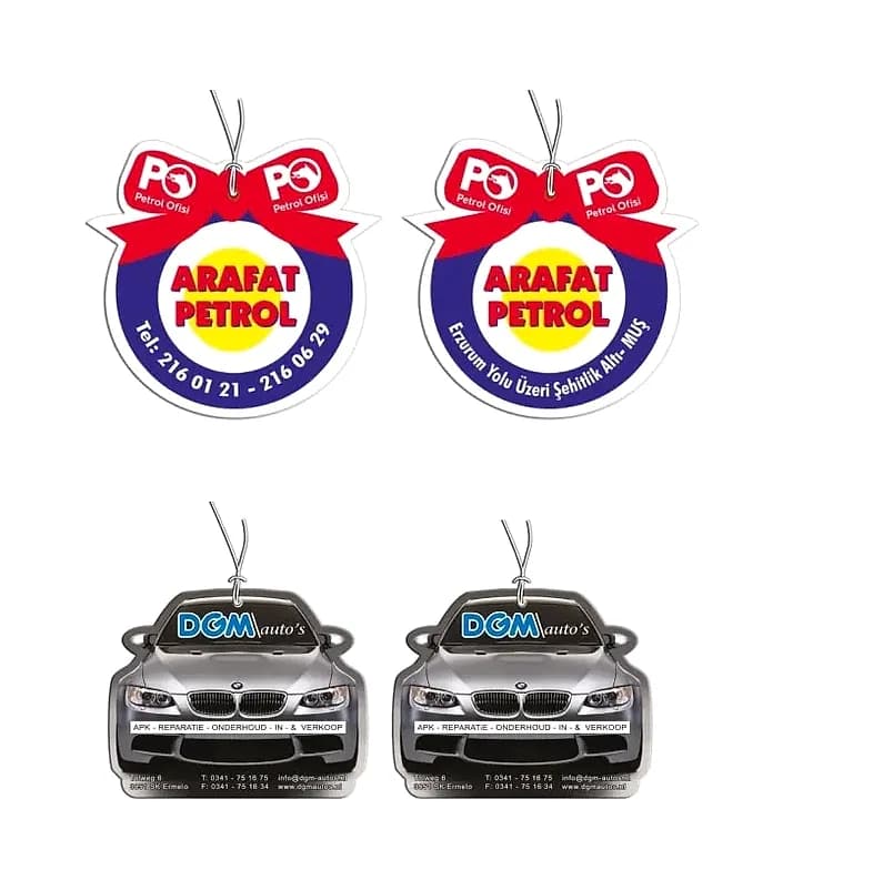 Yuvarlak Kart Oto Kokusu, Kırmızı Kurdeleli için logolu promosyon üretimi