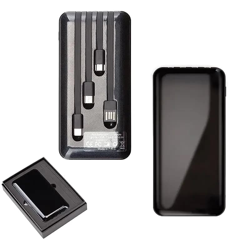 Dört Gömme Kablolu Powerbank, Parlak Yüzey, promosyon kataloğunda logolu model
