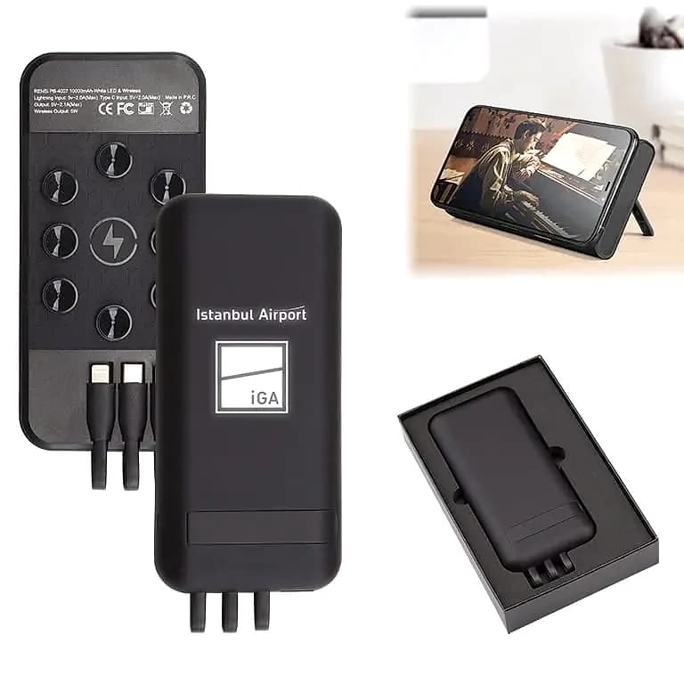 Telefon Standlı Powerbank, Petek Desenli — logo baskılı promosyon seçeneği