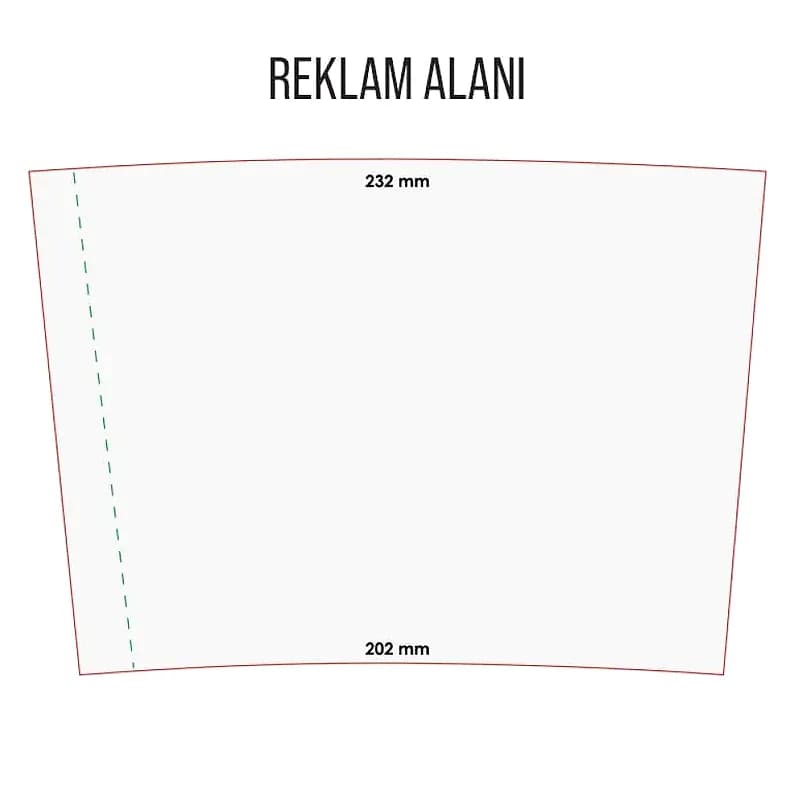 promosyon kupa baskı şablonu, reklam alanı ve 232 mm 202 mm ölçüleri