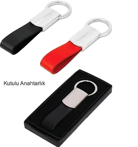 Kırmızı Şeritli Suni Deri Anahtarlık için logolu promosyon üretimi