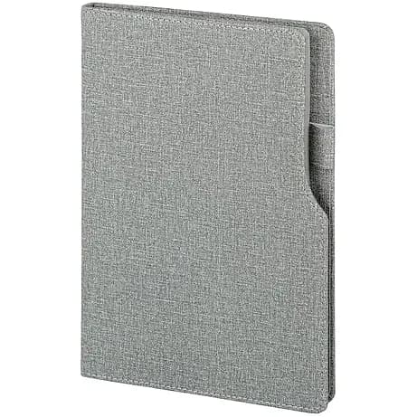 Açık Gri Kumaş Kapaklı Deri Defter, promosyon kataloğunda logolu model
