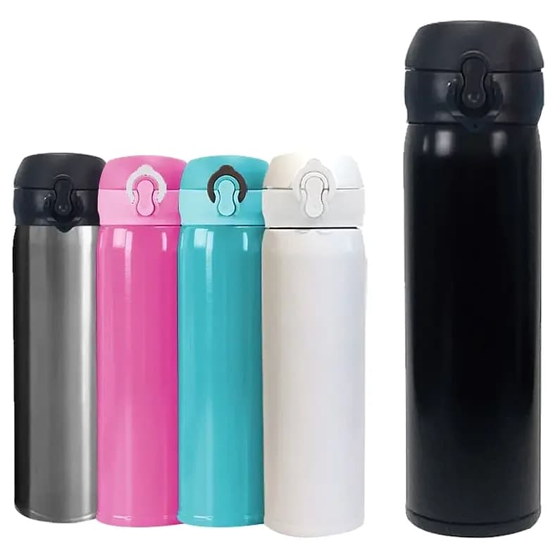 420 ml Termos, Silikon Contalı Kapak; promosyon siparişlerinde kurumsal baskı için hazır