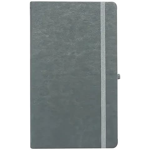 promosyon füme gri deri defter, açık gri lastik bant ve yuvarlatılmış köşe
