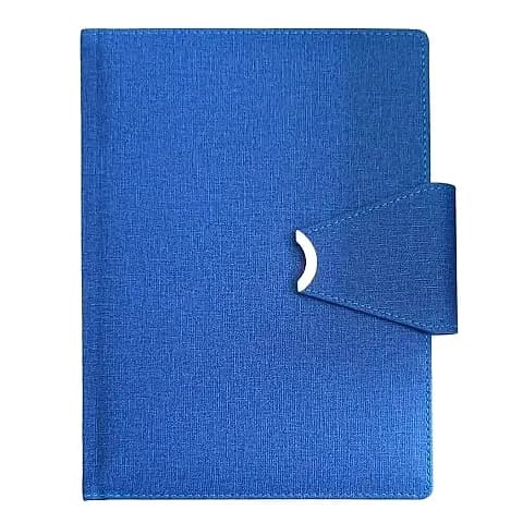 promosyon mavi dokulu kumaş kaplı defter kapağı, sağda dikişli kapak, yazısız, beyaz arka plan