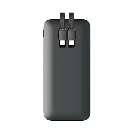 Promosyon ince powerbank, üst kısmındaki iki kısa dahili kablo ucuyla