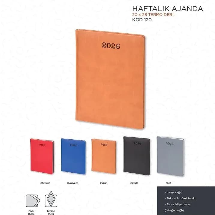 20x28 cm Haftalık Planlı Ajanda — toptan promosyon siparişlerine uygun