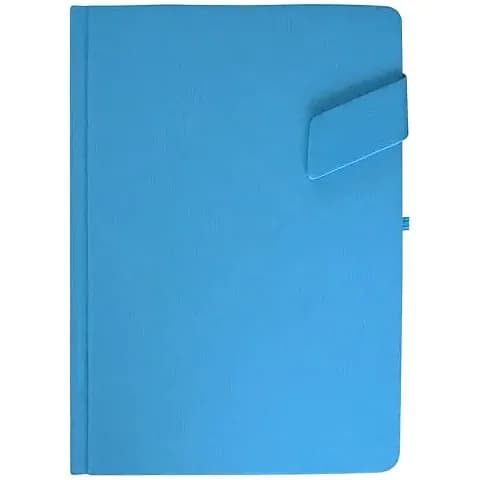 promosyon mavi deri defter kapağı, yuvarlak hatlı kapakçık ve yan çıkıntı