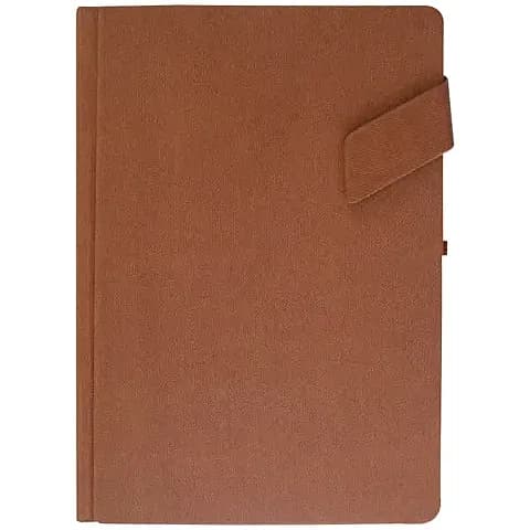promosyon açık kahverengi dokulu deri defter, bordo ayraç ucu ve kapak şeridi