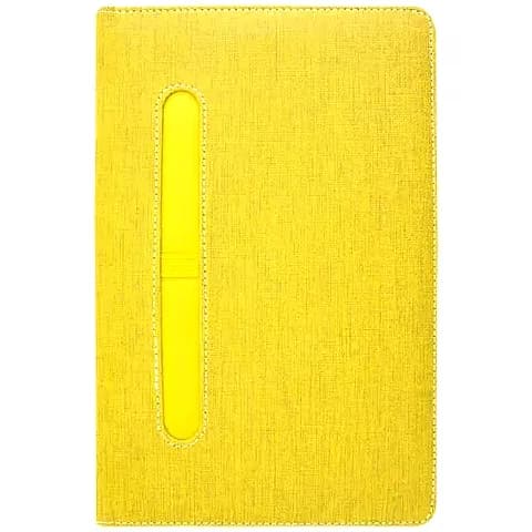 promosyon parlak sarı dokulu defter kapağı, dikişli kenar ve kalem yuvası