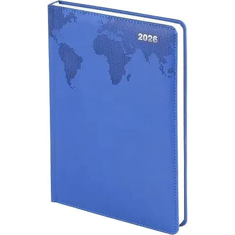 17x24 cm Dünya Gofre Baskılı Termo Deri Ajanda; promosyon siparişlerinde kurumsal baskı için hazır