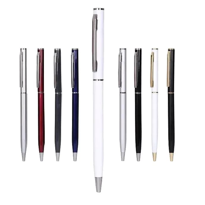 Metal Kalem, Altın ve Gümüş Klipsli | 32 TL — logo baskılı promosyon seçeneği