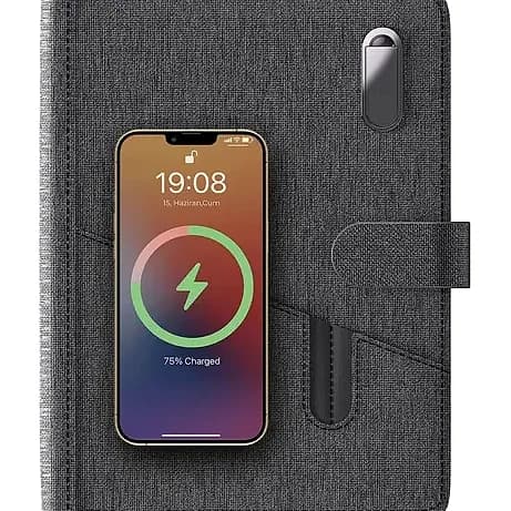 Powerbank Organizer 6500 mAh, 17,5 x 22,5 cm; promosyon siparişlerinde kurumsal baskı için hazır