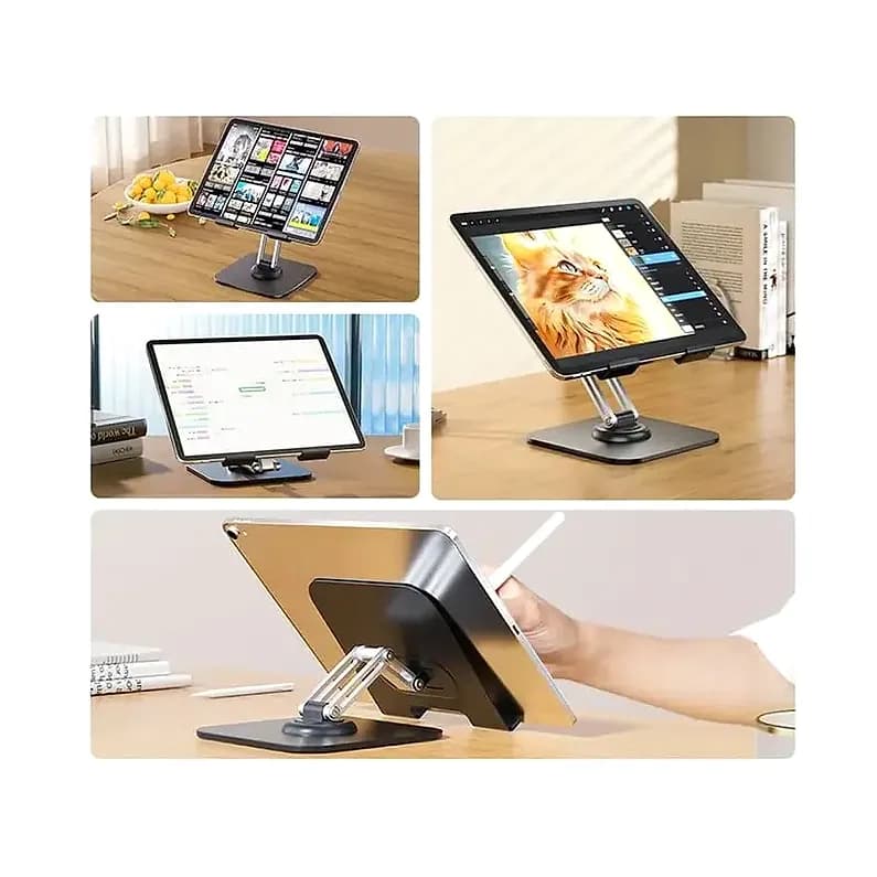 Alüminyum promosyon tablet yükseltici stand, katlanabilir çift kol, açı ve yükseklik ayarlı