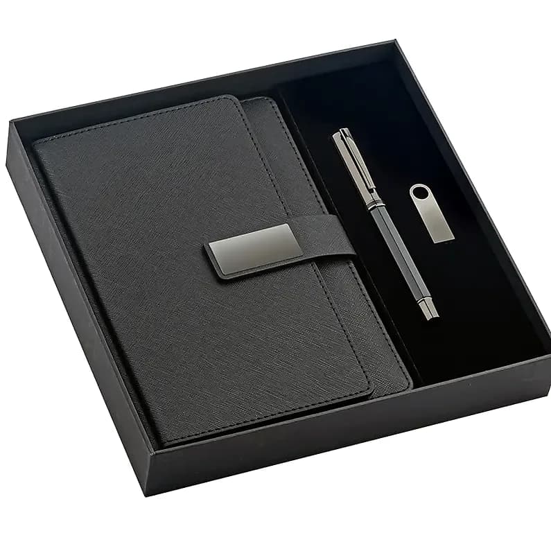 Defter Kalem USB Üçlü Set — Karton Kutu — toptan promosyon siparişlerine uygun