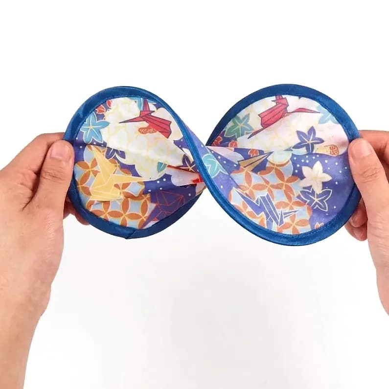 Japon motifli promosyon göz bandı, iki yuvarlak pedli, mavi biyeli