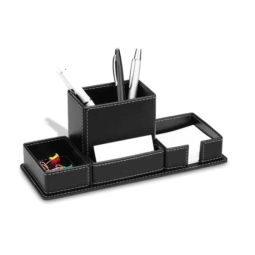 Üç Gözlü Deri Kalemlik, 28,5 x 10,5 cm — logo baskılı promosyon seçeneği
