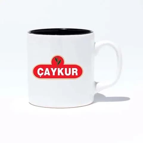 İçi Siyah Porselen Kupa, Kırmızı Baskı — toptan promosyon siparişlerine uygun