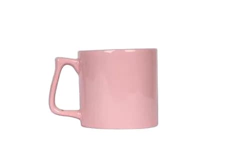Kulpu soldan görünen pastel pembe promosyon porselen kupa