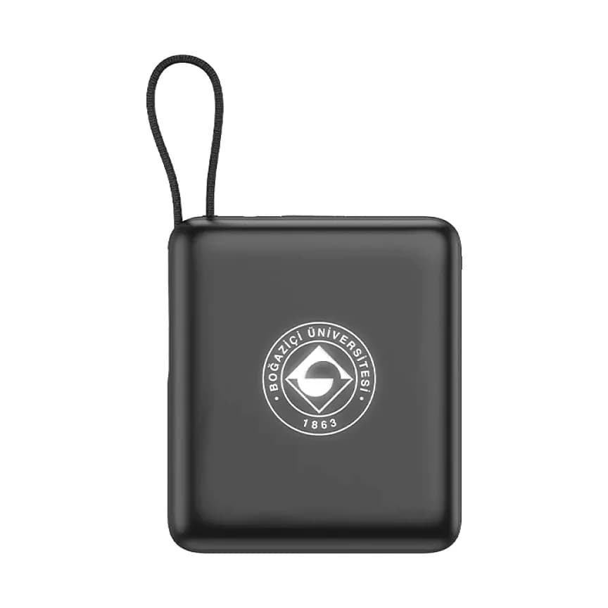 Promosyon mat siyah MagSafe powerbank arka yüzü, beyaz yuvarlak logo