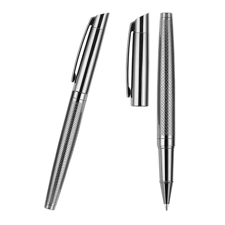Burgu Desenli Krom Metal Roller Kalem için logolu promosyon üretimi
