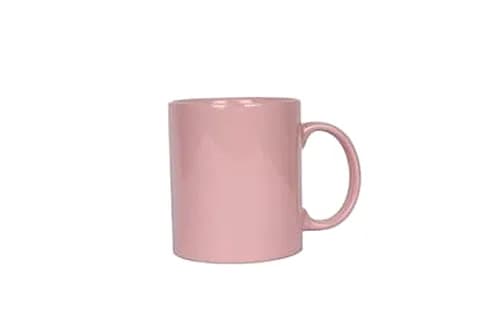 Pastel pembe promosyon porselen kupanın ön yan açıdan baskısız görünümü