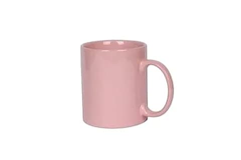 Pastel pembe promosyon porselen kupa yandan çekim, sağda kulp, dış yüzeyi baskısız