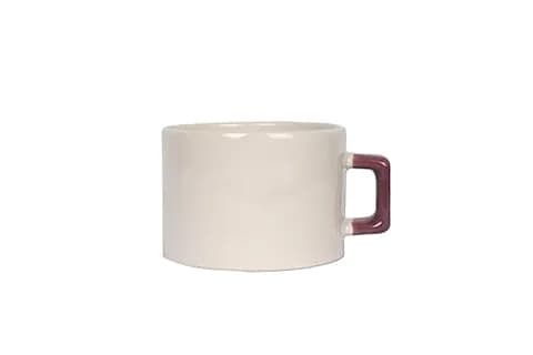 Krem gövdeli bordo kulplu promosyon Nescafe fincanı yan görünüm, baskısız