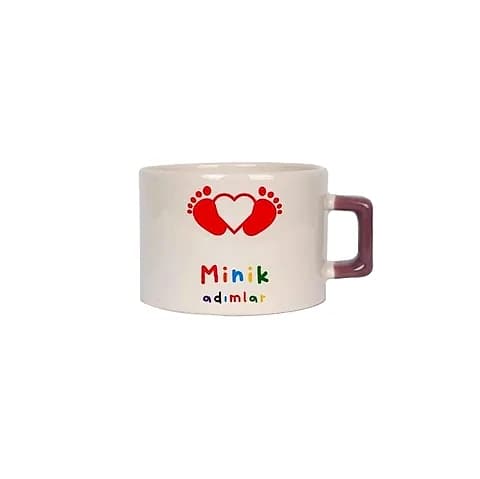 Lila Kulplu Porselen Nescafe Fincanı, İnce Cidar — logolu promosyon ürünü