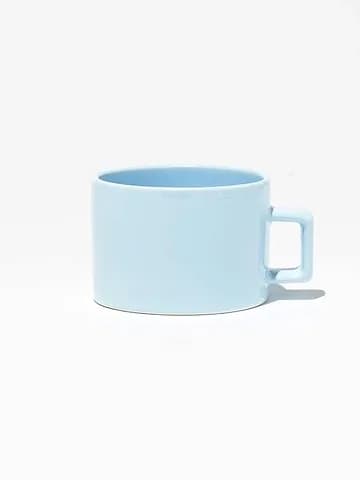 Pastel mavi promosyon Nescafe fincanı yan görünüm, baskısız yüzey