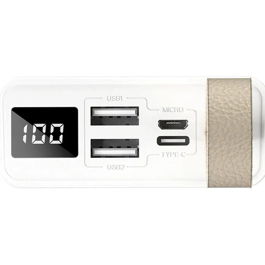 Üst yüzde yüzde 100 göstergesi, USB1/2, Micro ve Type-C girişleri, kayış.
