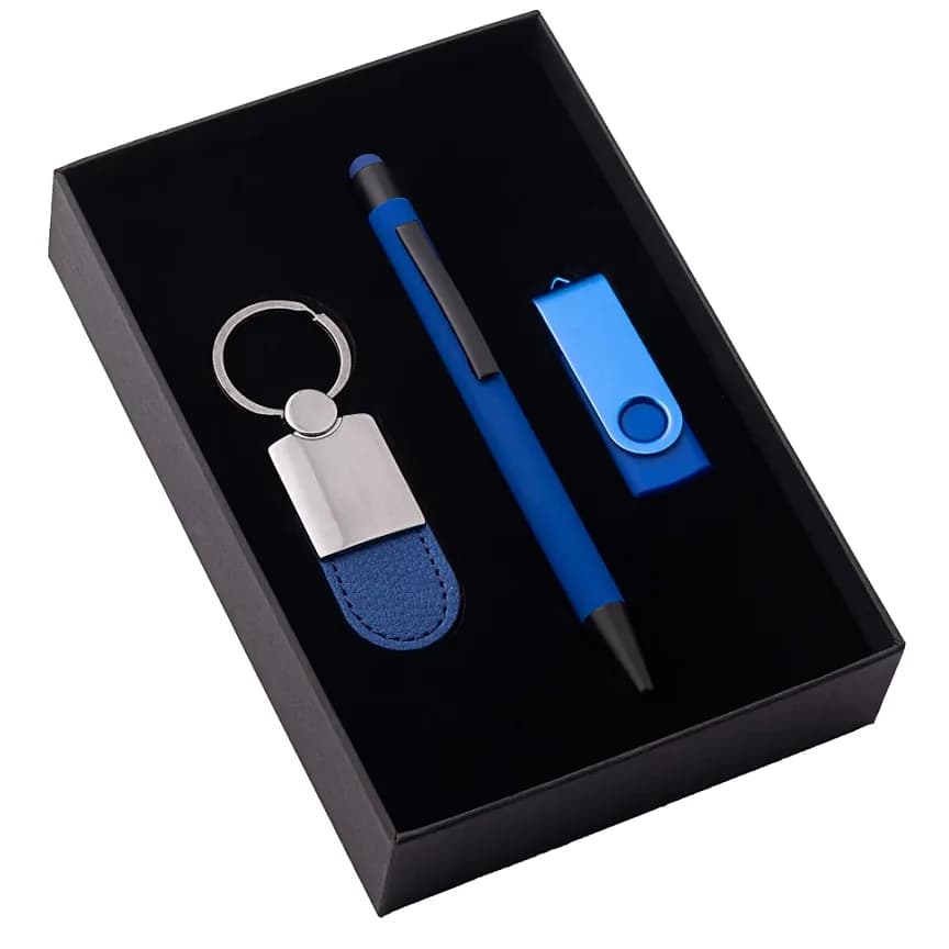 Kalem USB Anahtarlık Seti, 16 GB Metal Bellek — toptan promosyon siparişlerine uygun