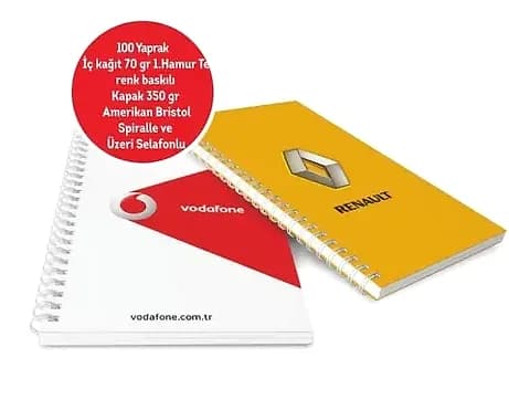 Yandan Spiralli Not Defteri, Kurumsal Baskılı — logo baskılı promosyon seçeneği
