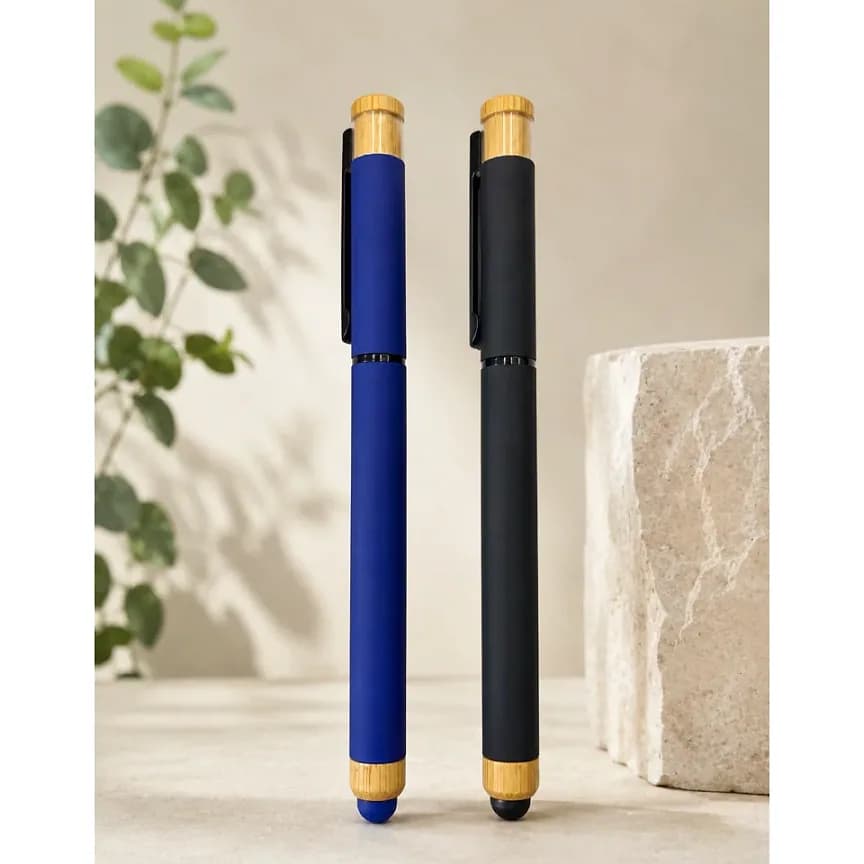 Bambu Klipsli Rubber Jel Kalem, Metal Gövde; promosyon siparişlerinde kurumsal baskı için hazır