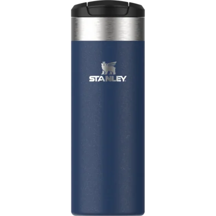 paslanmaz çelik kapak ve dayanıklı gövde ile uzun ömürlü kullanım sağlar.|Şirket logolu şık mavi termos