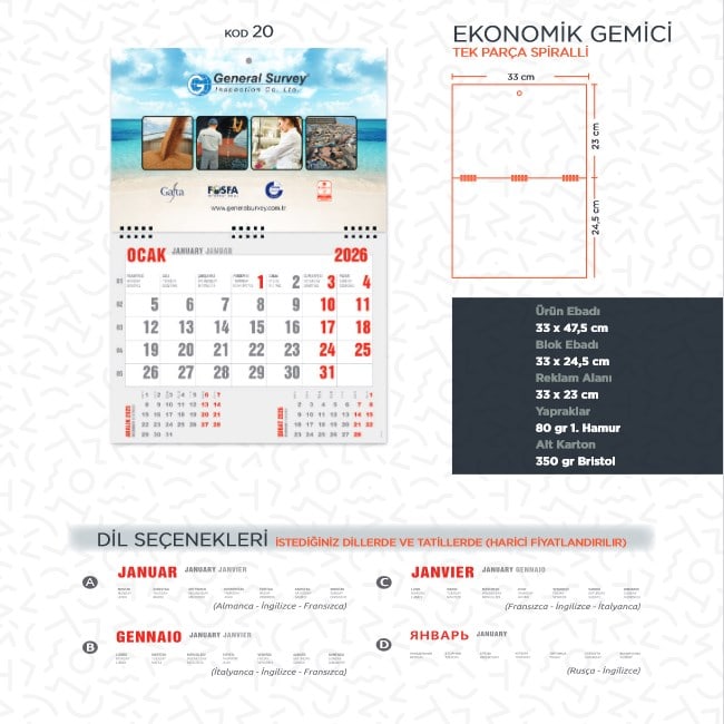 Ekonomik Gemici Takvimi – Kod:20