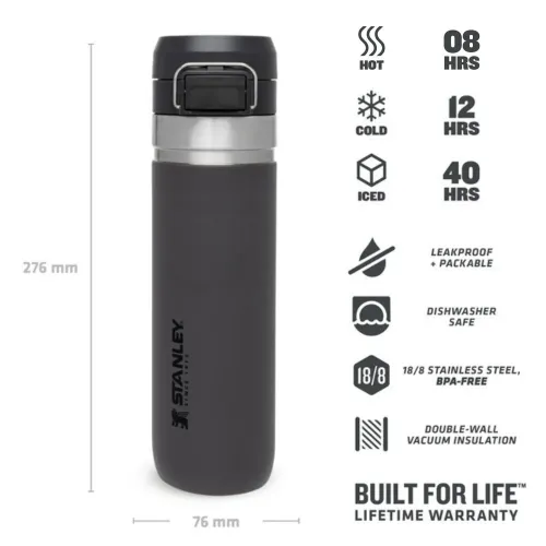Stanley The Quick – Flip Water Bottle .7L / 24oz Termos – Charcoal PRM – C82003